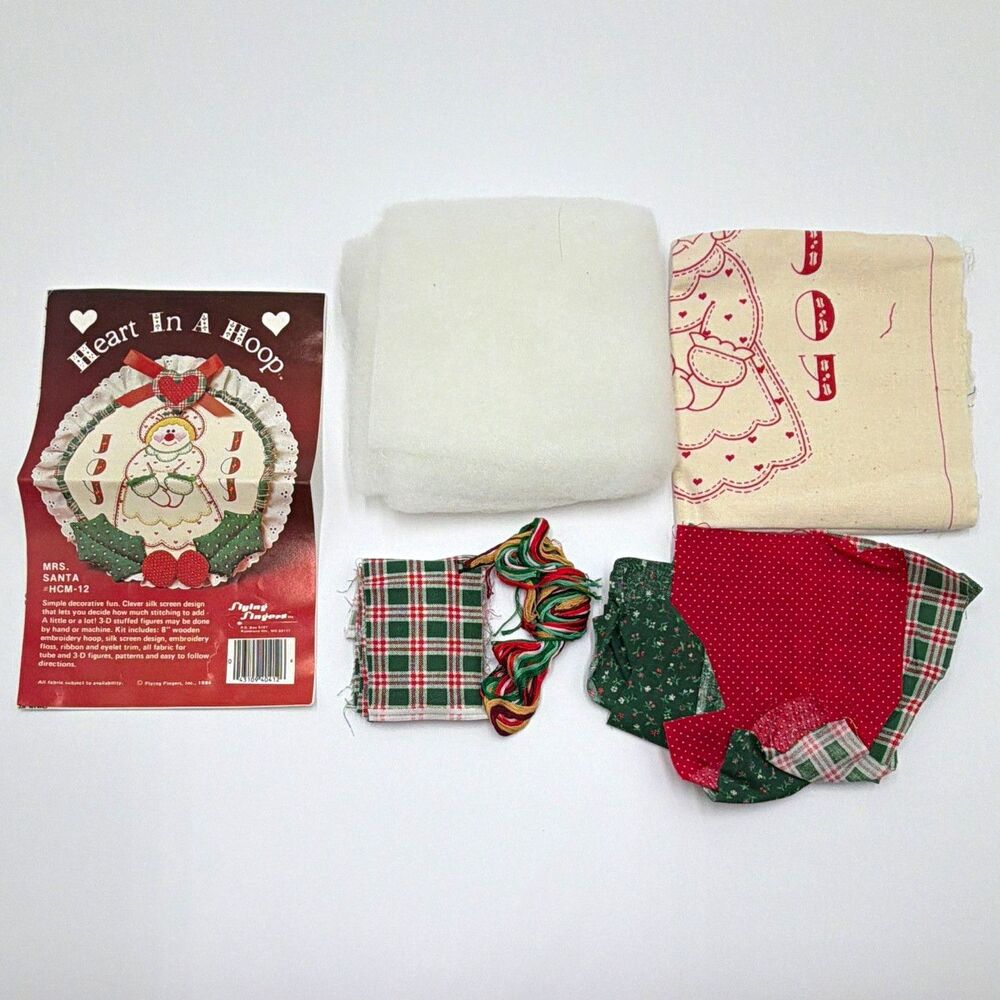 Vintage Heritage House Mrs. Santa HCM-12 Heart In a Hoop Cut & Sew Craft Kit